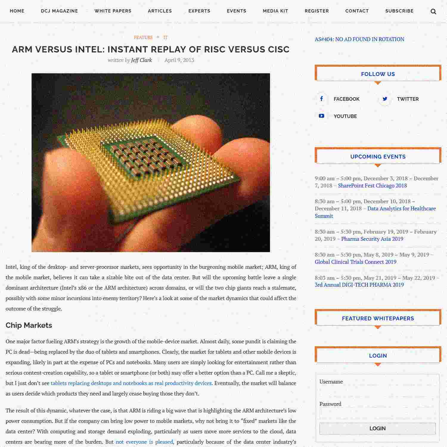 Illustration of ARM Versus Intel: Instant Replay of RISC Versus CISC