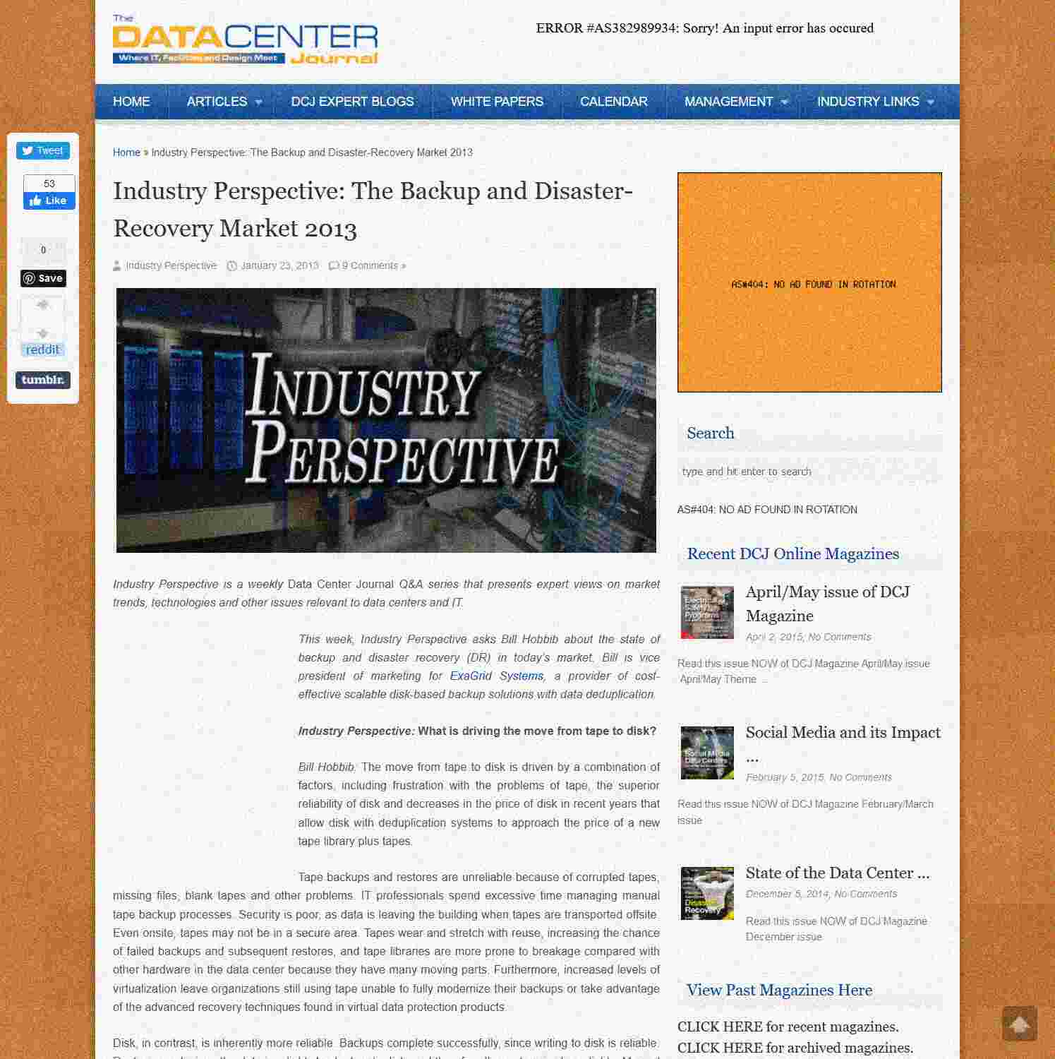 Illustration of Industry Perspective: The Backup and Disaster-Recovery Market 2013