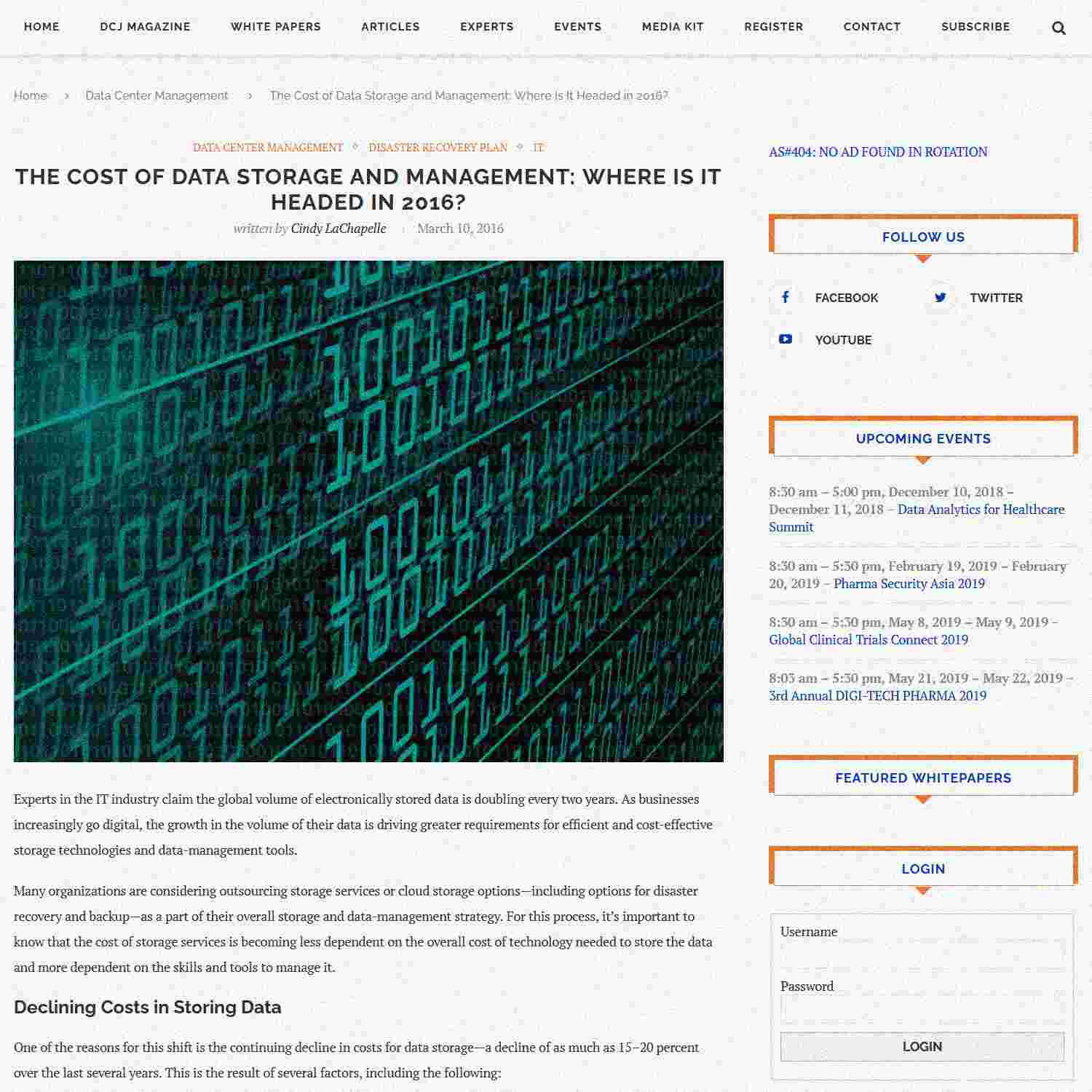 Illustration of The Cost of Data Storage and Management: Where Is It Headed in 2016?